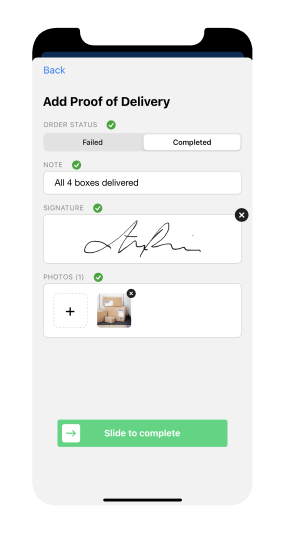 Easily confirm order status on arrival