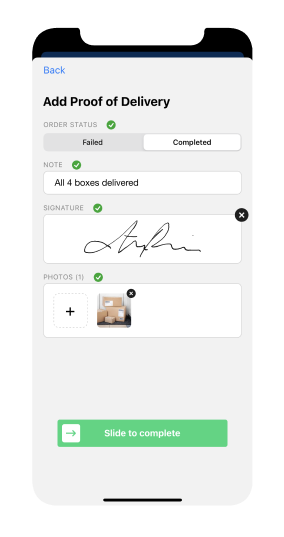 Easily confirm order status on arrival