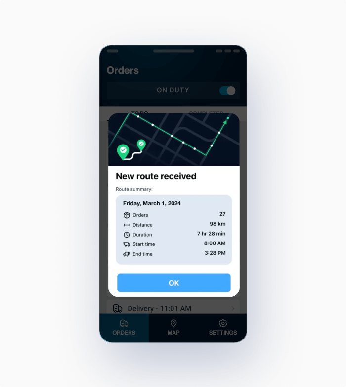 Driver mobile app