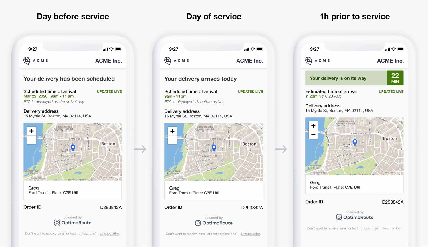 OptimoRoute Realtime Order Tracking